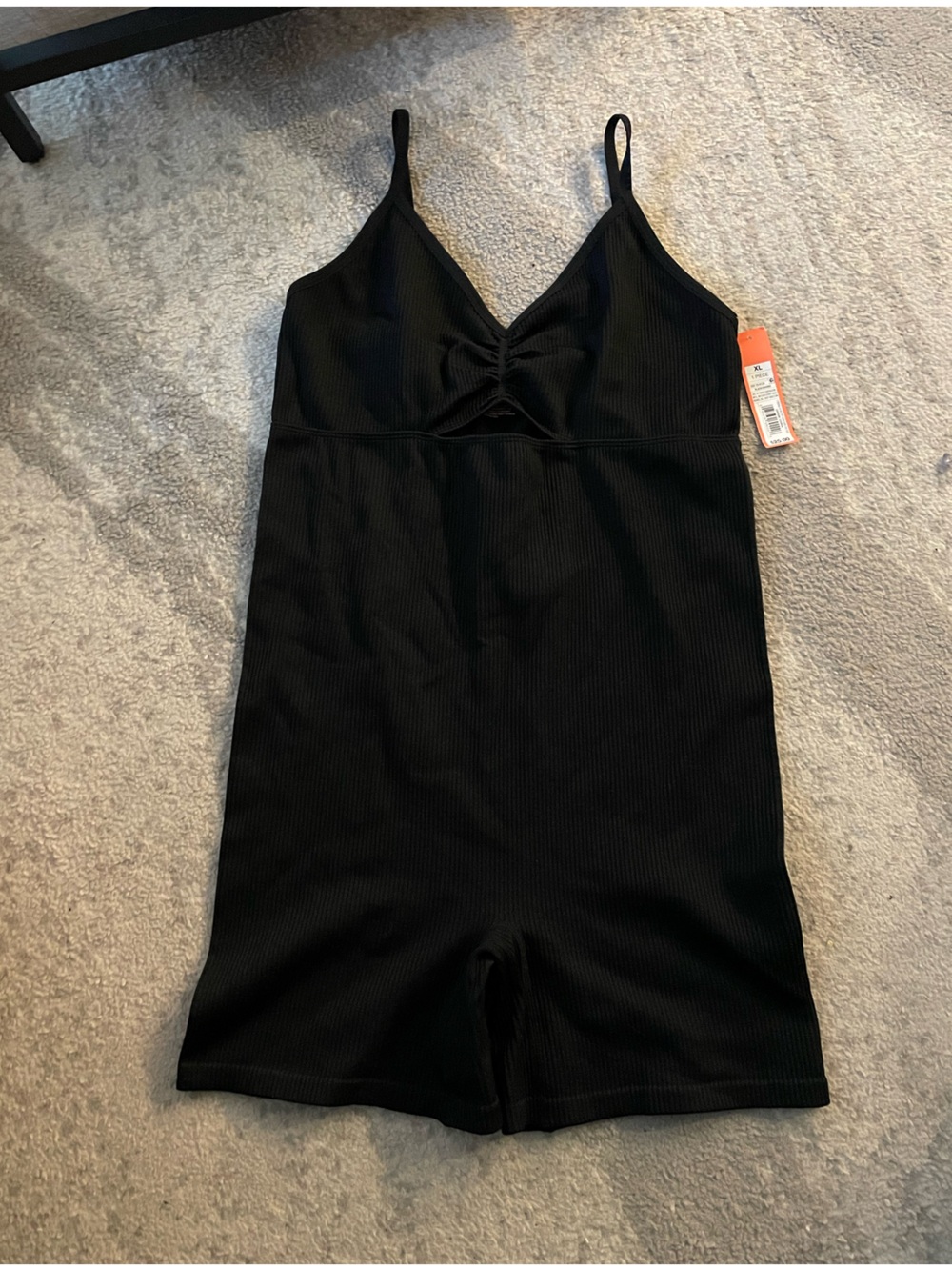 Colsie Black Ribbed Sleeveless Romper